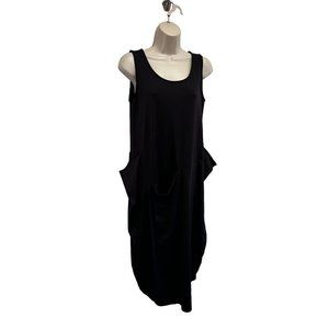 Athena Marie Nylon Spandex Black Three-Pocket Lagenlook Quirky Dress Size S Midi